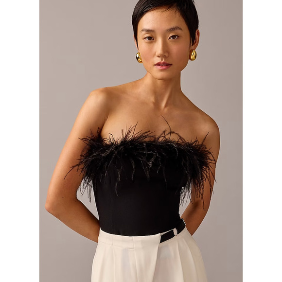 J. Crew Tops - NWT J. Crew x Anna October Feather Strapless Top 18 Blouse Black BW734 J.Crew